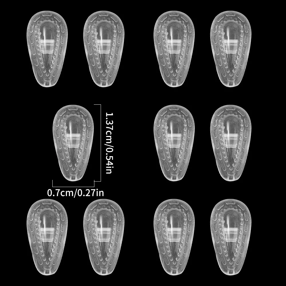 10Pairs Air Chamber Oval Silicone Anti Slip Support Nose Pads Screw-in for Eyeglasses Sunglass Glass Glasses Accessories