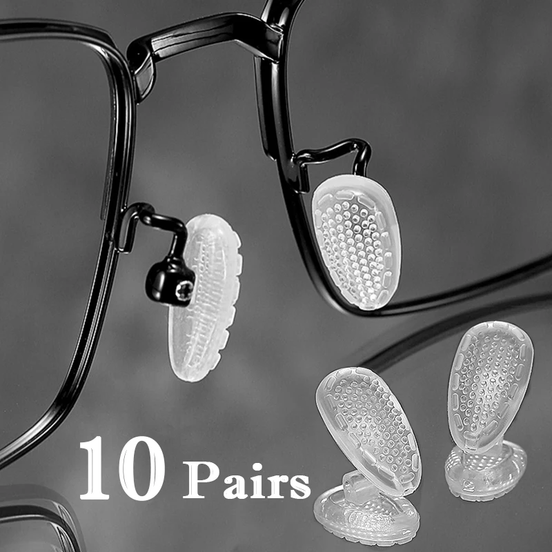 10Pairs Air Chamber Oval Silicone Anti Slip Support Nose Pads Screw-in for Eyeglasses Sunglass Glass Glasses Accessories