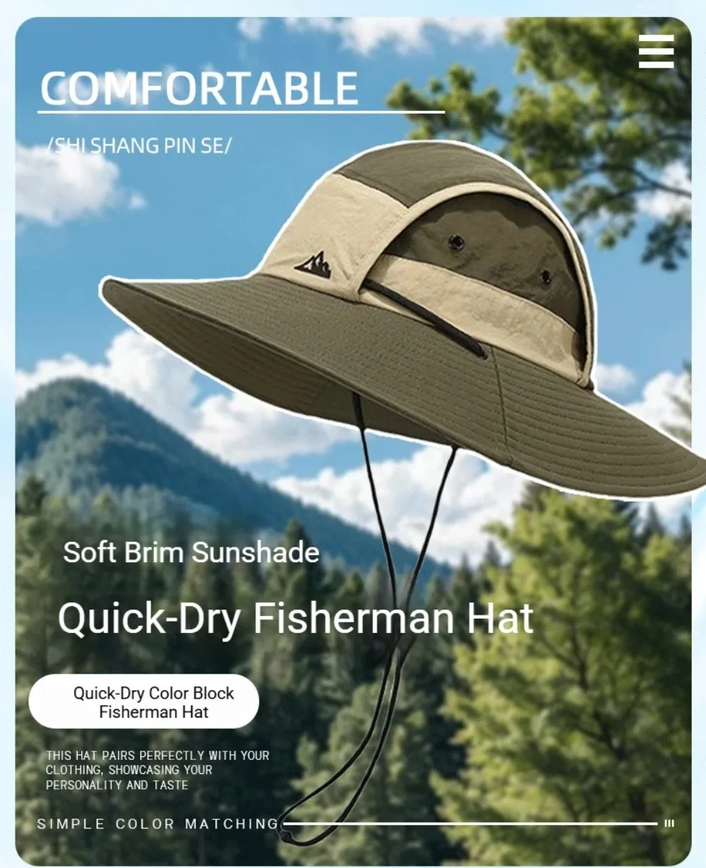 Summer Outdoor Sun Protection Hat for Women Men Hiking Fishing Sunscreen Visor Cap Large Brim Shawl Quick Drying Fisherman Hat