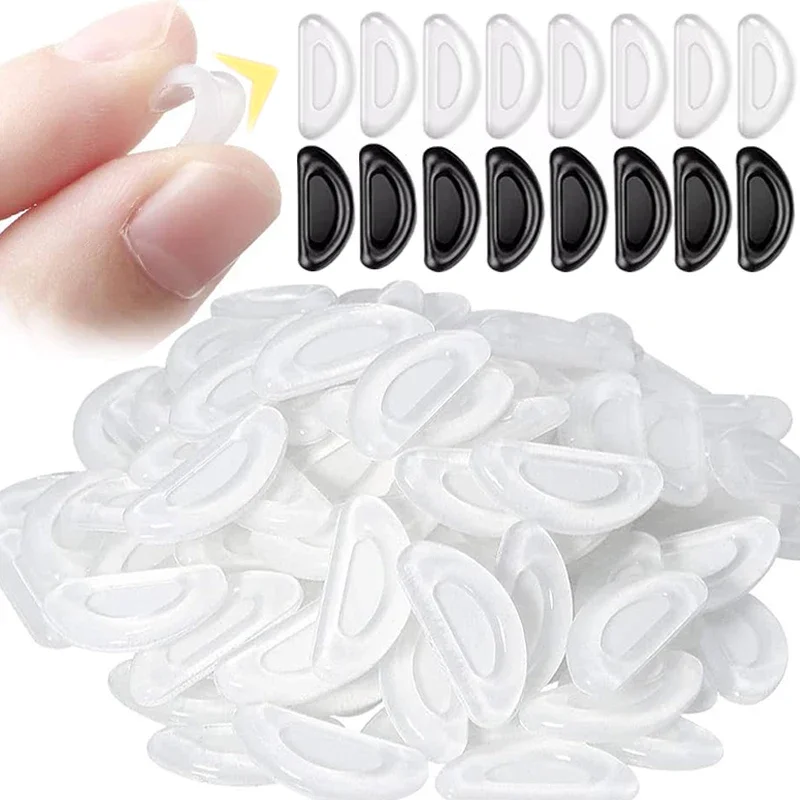 10/60pcs Glasses Nose Pads Adhesive Silicone Nose Pads Non-slip Transparent Nosepads for Glasses Eyeglasses Eyewear Accessories