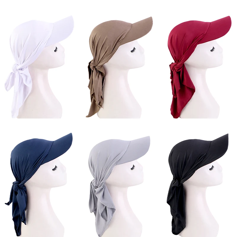 Women Classic Solid ColorTurban Hat Outdoor Brim Sunshade Hats Curved Hat Baseball Cap Sun Hats Headscarf Scarf Femme