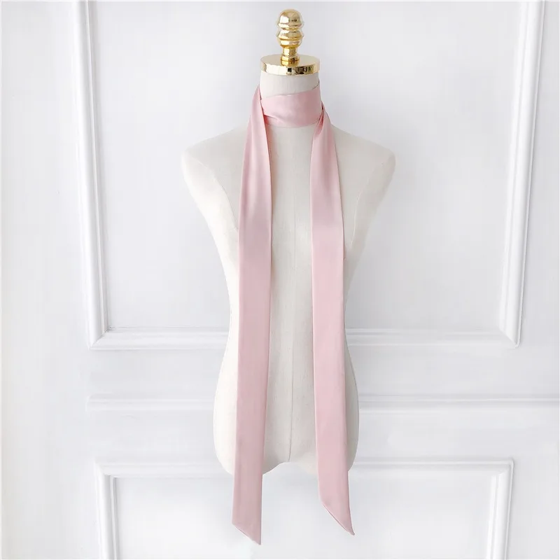 Korean Style 190*5cm Women Plain Chiffon Silk Scarf Solid Color Long Hairband Versatile Decorative Streamer Bag Tie Satin Ribbon