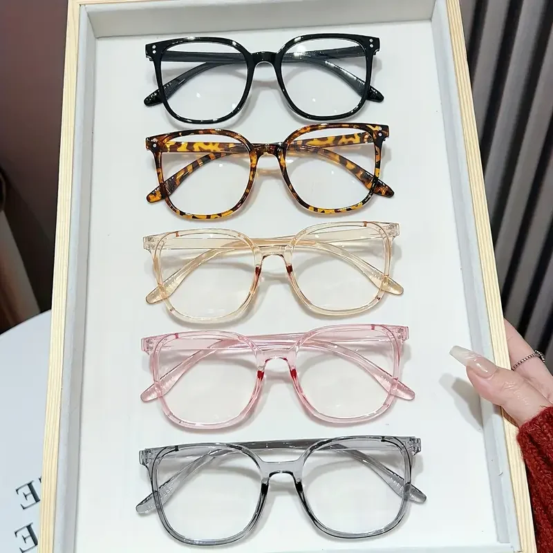 1Pc/3Pcs/4Pcs/5Pcs/6Pcs European and American Classic Popular Square Frame Glasses Set Men's and Women's Fashion Glasses