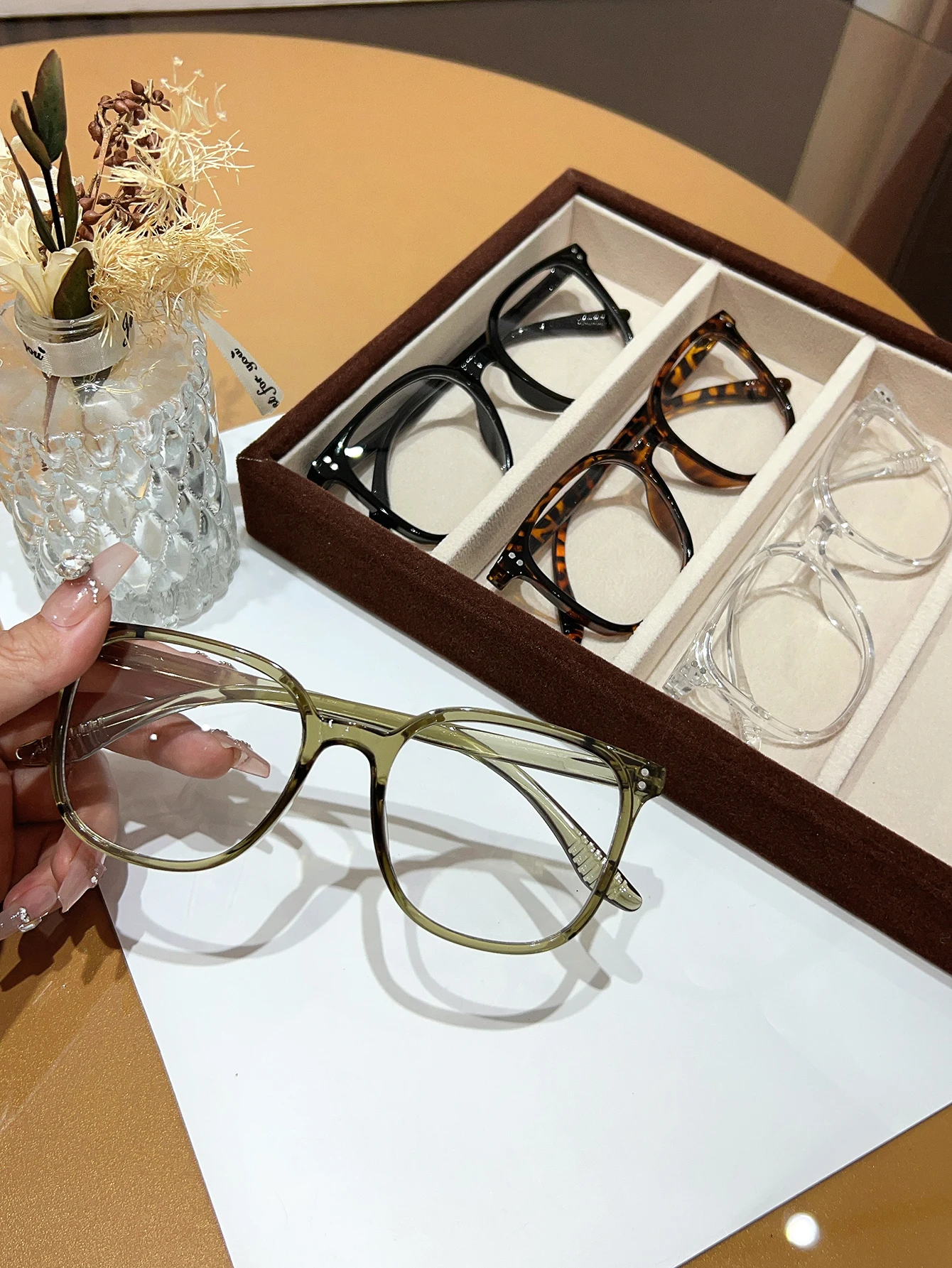 1Pc/3Pcs/4Pcs/5Pcs/6Pcs European and American Classic Popular Square Frame Glasses Set Men's and Women's Fashion Glasses