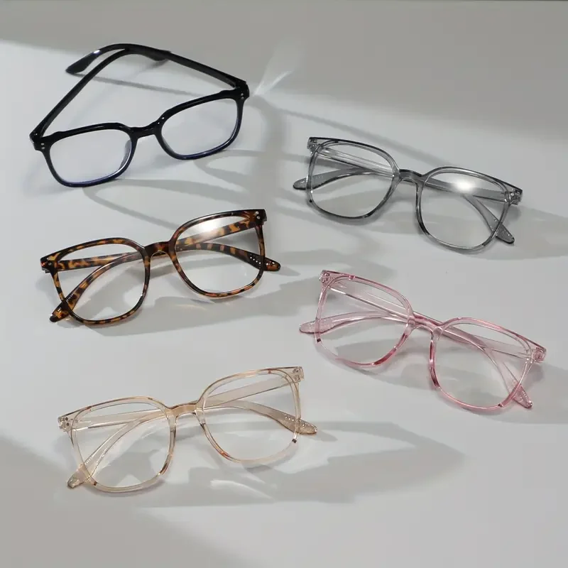 1Pc/3Pcs/4Pcs/5Pcs/6Pcs European and American Classic Popular Square Frame Glasses Set Men's and Women's Fashion Glasses