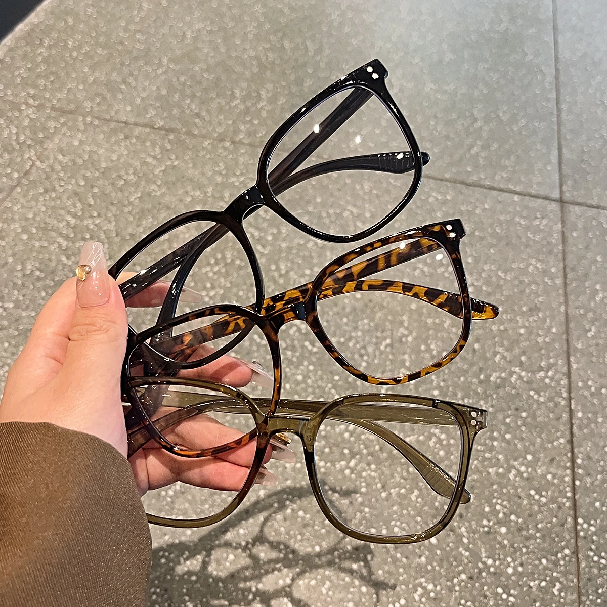 1Pc/3Pcs/4Pcs/5Pcs/6Pcs European and American Classic Popular Square Frame Glasses Set Men's and Women's Fashion Glasses