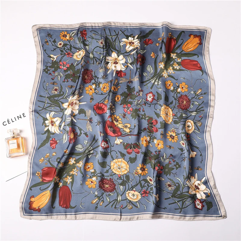 Luxury New Printed Scarves Women's Silk Scarf Spring and Summer Floral Decorations Small Neckties Hairbands Bags Wholesale