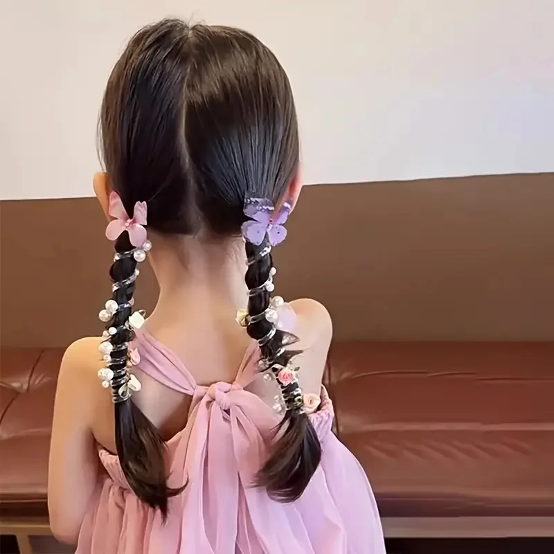2Pcs Mesh Butterfly Headband for Girls Cute Round Pearl & Floral Design Perfect for Daily & Party Wear Headwear Hair Accessories
