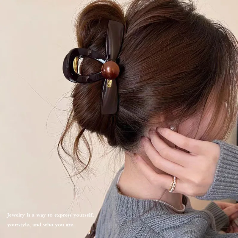 Elegant Bow Geometric Plastic Hair Claw For Women Girls Sweet Hair Ornament Hairpin Hair Clip Claw Clip Fashion Hair Accessories
