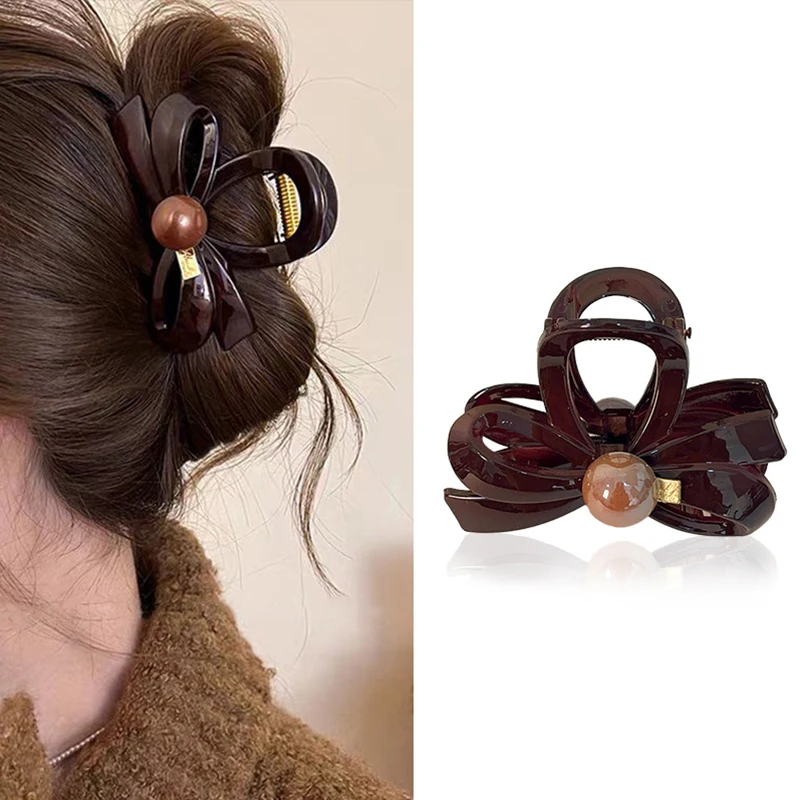 Elegant Bow Geometric Plastic Hair Claw For Women Girls Sweet Hair Ornament Hairpin Hair Clip Claw Clip Fashion Hair Accessories