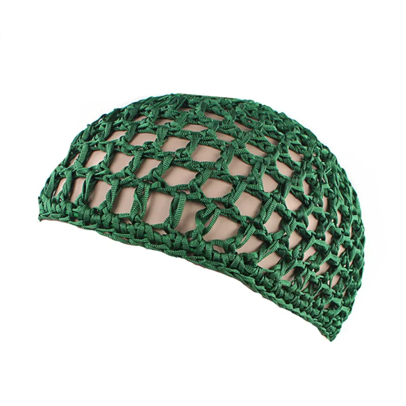 New Women's Mesh Hair Net Black Wig Caps handmade Crochet Cap Adjustable Strap Hair Net for Sleeping Turban Hat Chemo Hats
