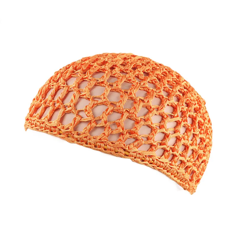 New Women's Mesh Hair Net Black Wig Caps handmade Crochet Cap Adjustable Strap Hair Net for Sleeping Turban Hat Chemo Hats