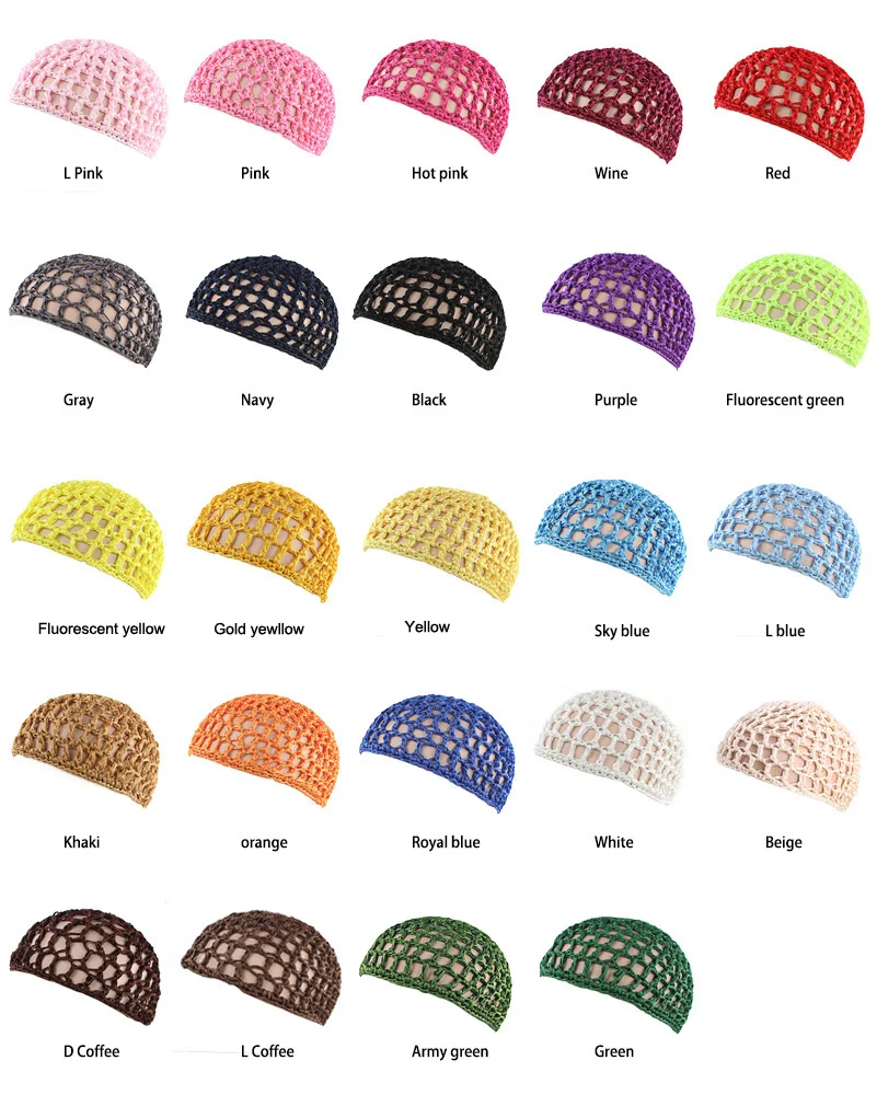 New Women's Mesh Hair Net Black Wig Caps handmade Crochet Cap Adjustable Strap Hair Net for Sleeping Turban Hat Chemo Hats