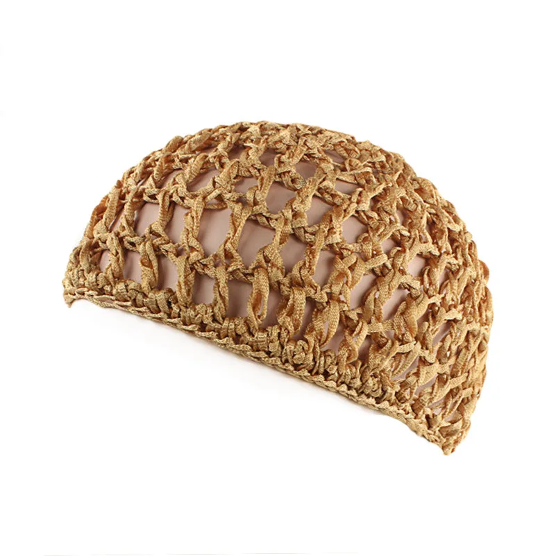New Women's Mesh Hair Net Black Wig Caps handmade Crochet Cap Adjustable Strap Hair Net for Sleeping Turban Hat Chemo Hats