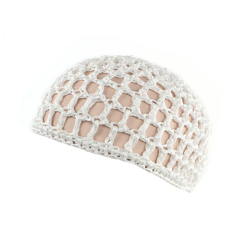 New Women's Mesh Hair Net Black Wig Caps handmade Crochet Cap Adjustable Strap Hair Net for Sleeping Turban Hat Chemo Hats