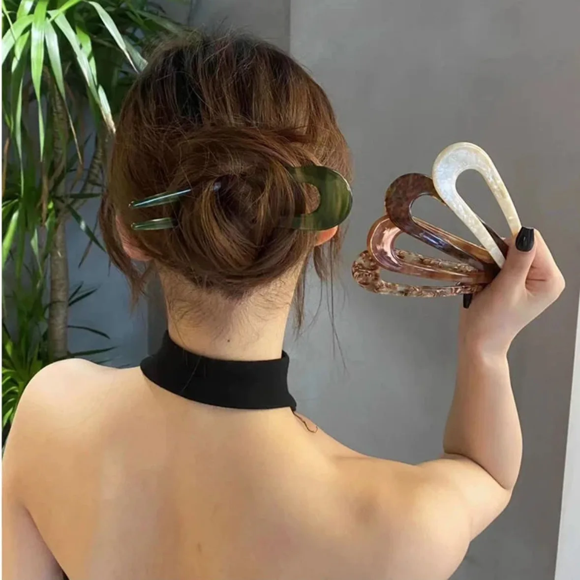 French Styles Hair Forks Hair Sticks Acetic Acid U-Shape Hair Pins Bun Women Girls Vintage Hairstyle Hair Accessories Headband