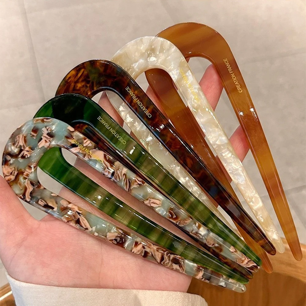 French Styles Hair Forks Hair Sticks Acetic Acid U-Shape Hair Pins Bun Women Girls Vintage Hairstyle Hair Accessories Headband