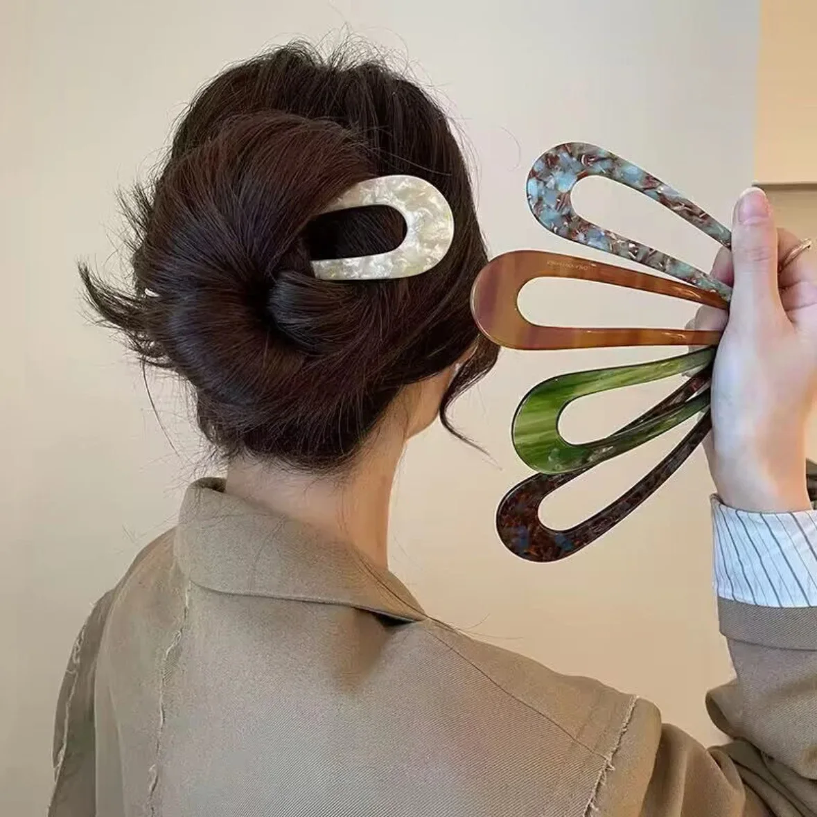 French Styles Hair Forks Hair Sticks Acetic Acid U-Shape Hair Pins Bun Women Girls Vintage Hairstyle Hair Accessories Headband