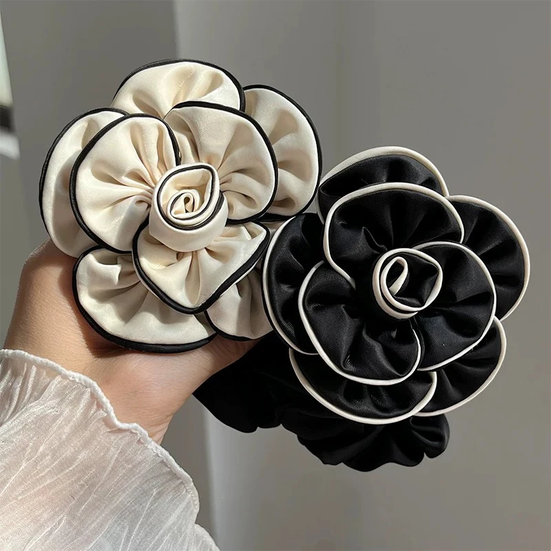 1pc Korean-style Elegant Camellia Hair Tie, High-end Fashionable and Stylish, High-elasticity Band Suitable for Buns and Ponytai