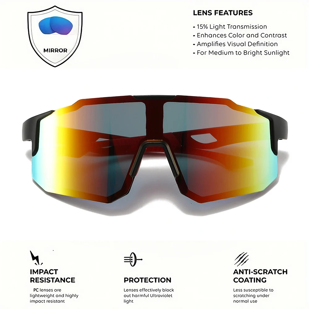 1/3pcs Men's Oversized Colorful Coating Glasses for Men Bicycle Windproof Sunglasses Outdoor Sports Motorcycy Cycling