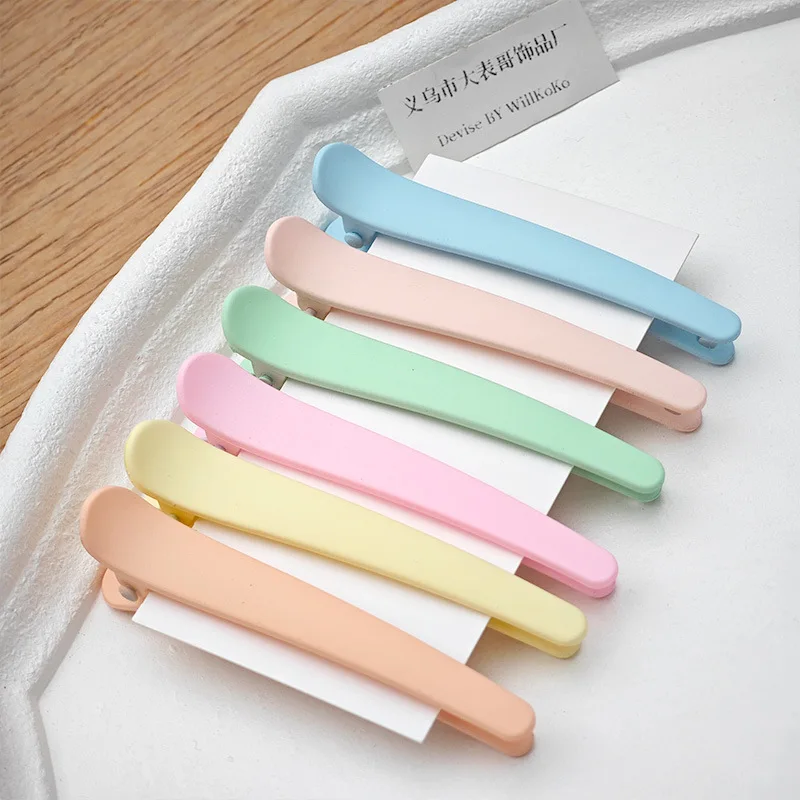 4Pcs/Set 7.8cm Barrettes Matte Solid Plastic Duckbill Hair Clips Hairpin No Trace Bangs Headwear Hair Accessories Women Girls