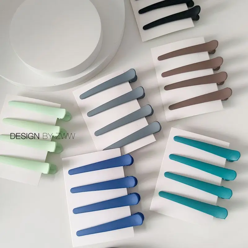 4Pcs/Set 7.8cm Barrettes Matte Solid Plastic Duckbill Hair Clips Hairpin No Trace Bangs Headwear Hair Accessories Women Girls