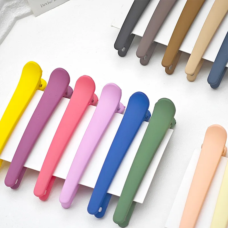 4Pcs/Set 7.8cm Barrettes Matte Solid Plastic Duckbill Hair Clips Hairpin No Trace Bangs Headwear Hair Accessories Women Girls