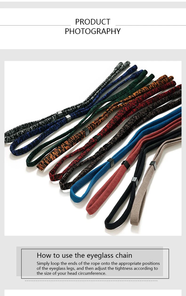 Adjustable Eyeglasses Strap Non‑slip Sunglasses Lanyard Neck Cord Spectacles Glasses Rope Chain For Sports Reading Glasses