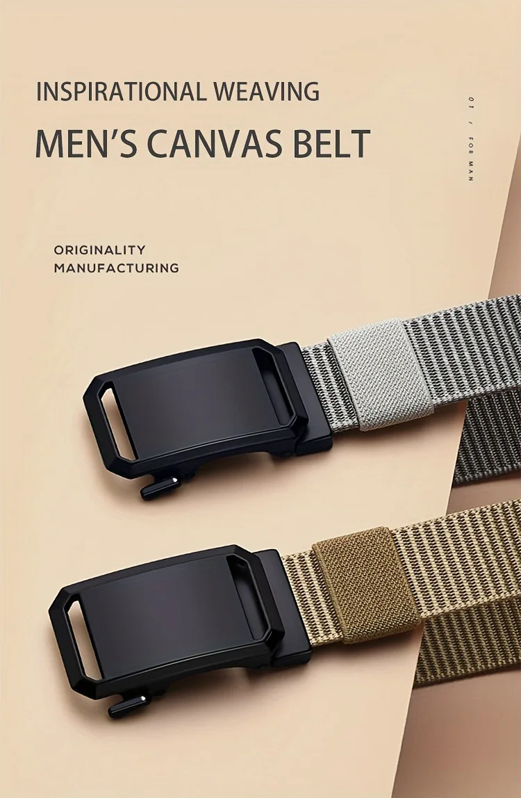 Newest Automatic Buckle Belt Canvas Tactical Waist Belt Durable Casual Outdoor Hunting Golf Adventure Training Pant Belt for Man