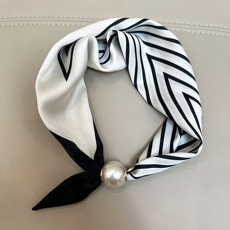 1/2PCS Elegant Pearl Tail Magnetic Clasp Scarf Summer New Versatile Breathable Fashion Artistic Accessory Neck Wrap Scarves