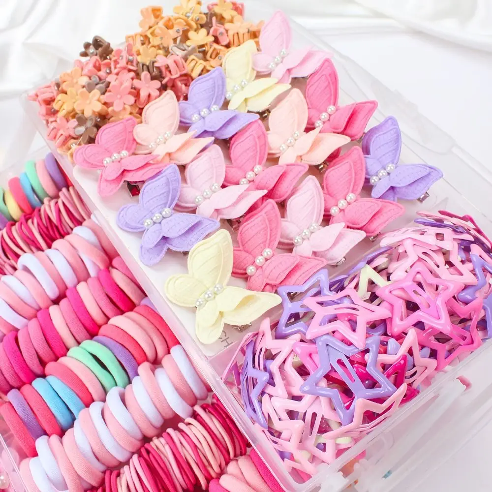 Flower High Elastic Hair Accessories Set No Hurt Hair Colorful Girls Hair Bands Hair Ties Girls Children