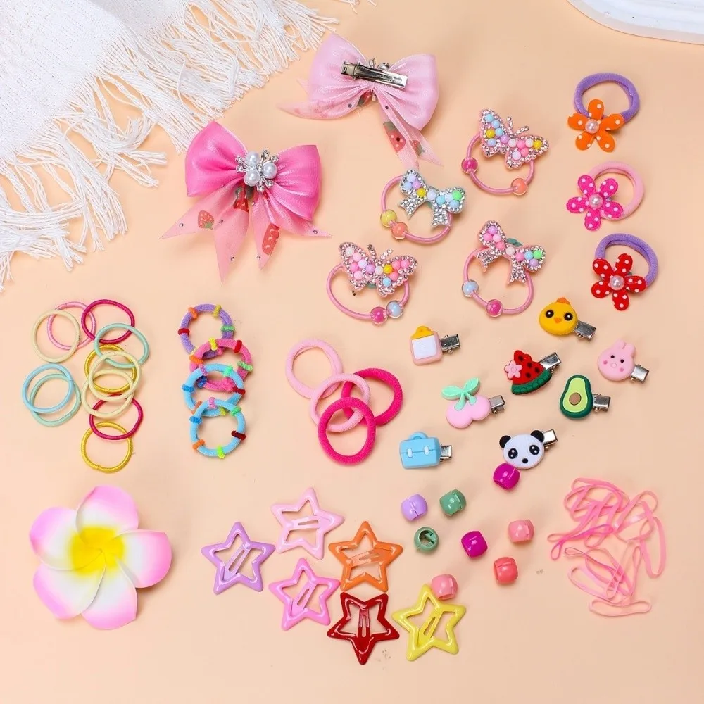 Flower High Elastic Hair Accessories Set No Hurt Hair Colorful Girls Hair Bands Hair Ties Girls Children
