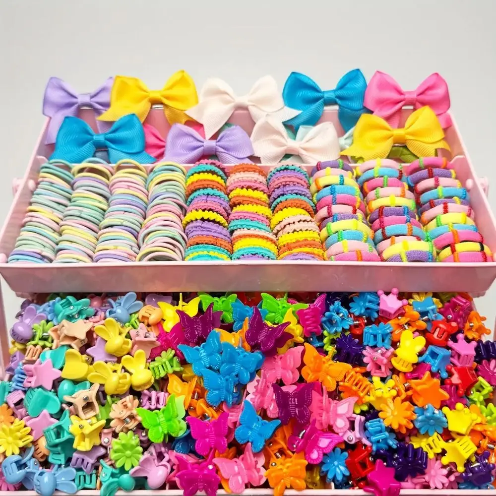 Flower High Elastic Hair Accessories Set No Hurt Hair Colorful Girls Hair Bands Hair Ties Girls Children