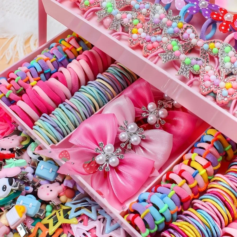 Flower High Elastic Hair Accessories Set No Hurt Hair Colorful Girls Hair Bands Hair Ties Girls Children