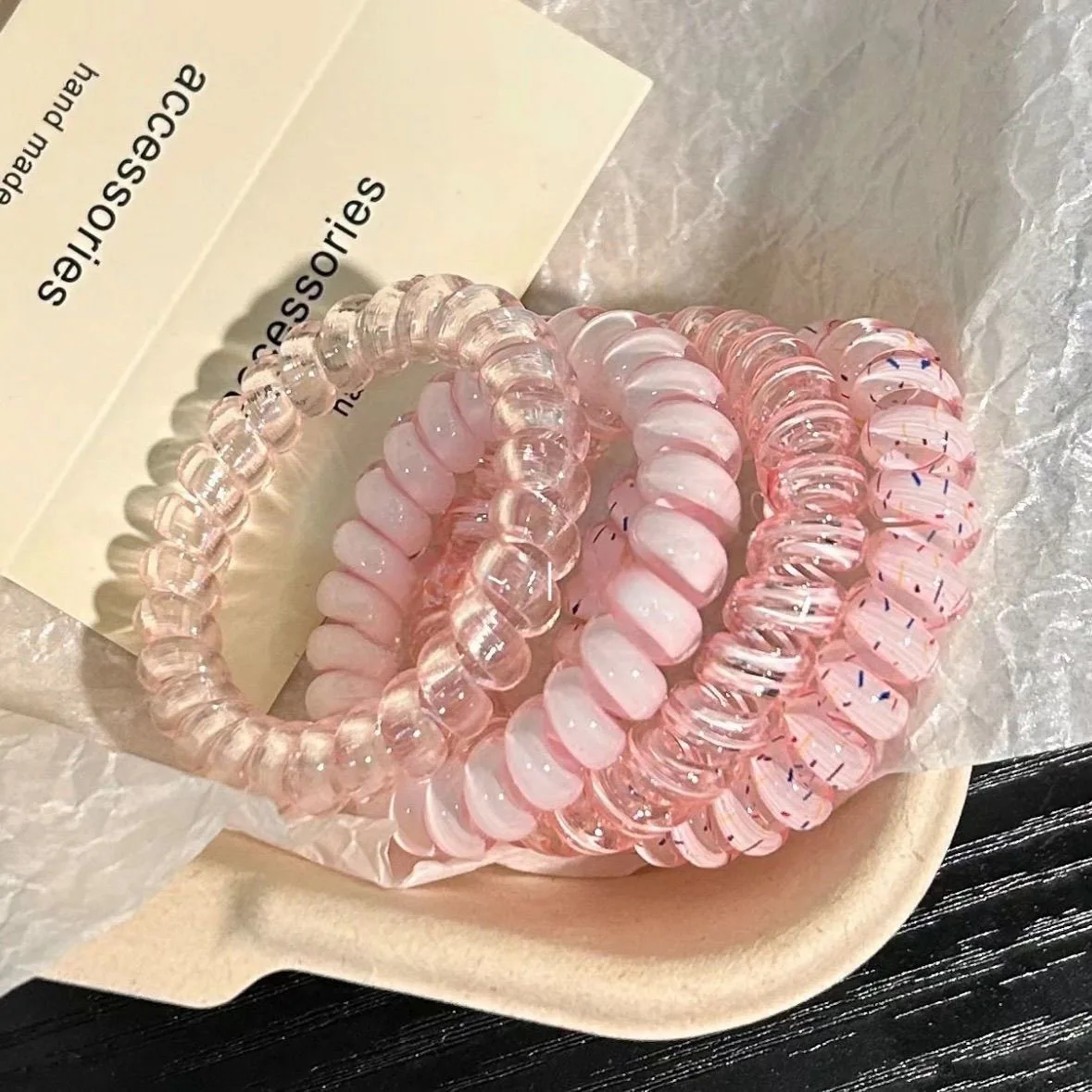 20/40pcs Spiral Hair Ties Telephone Line Hair Ropes Multicolor Elastic Ponytail Holder Strong Hold Waterproof Hairstyling Access