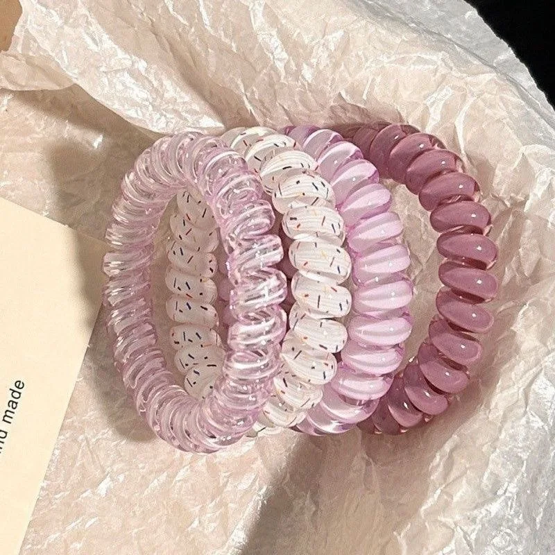 20/40pcs Spiral Hair Ties Telephone Line Hair Ropes Multicolor Elastic Ponytail Holder Strong Hold Waterproof Hairstyling Access