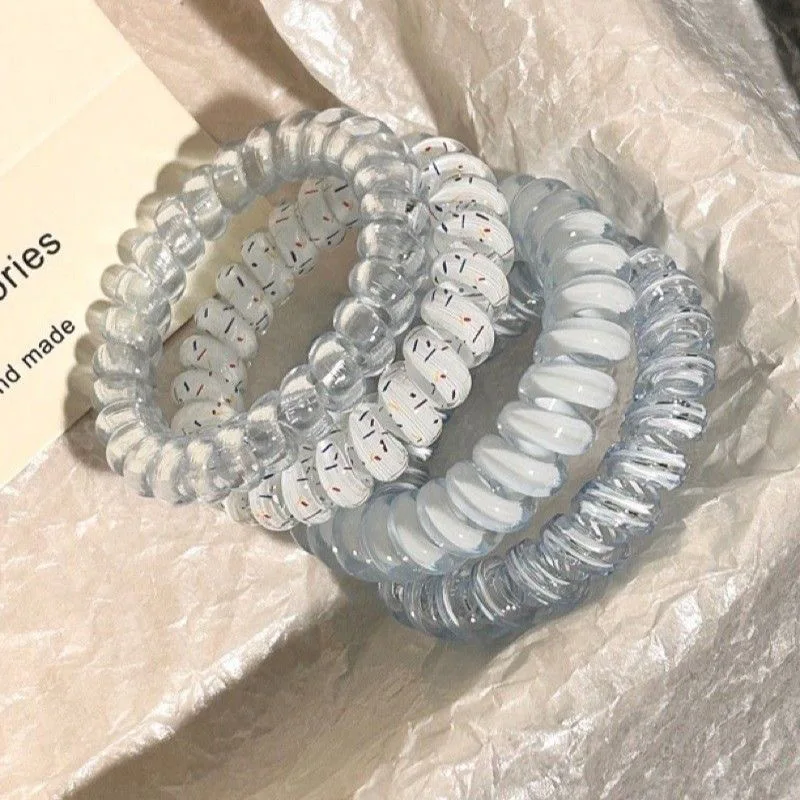 20/40pcs Spiral Hair Ties Telephone Line Hair Ropes Multicolor Elastic Ponytail Holder Strong Hold Waterproof Hairstyling Access