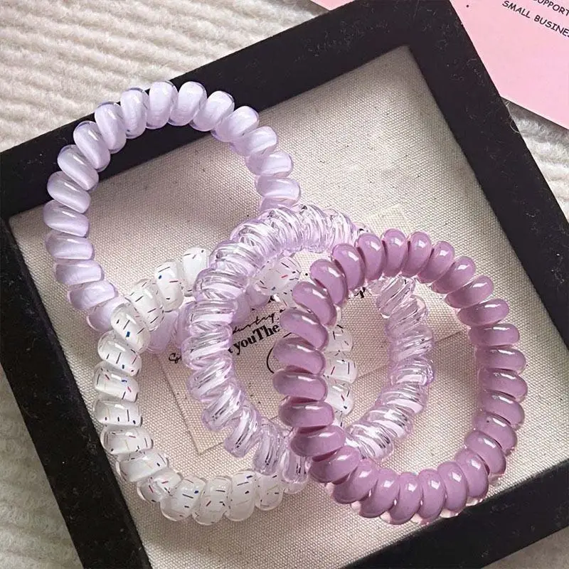 20/40pcs Spiral Hair Ties Telephone Line Hair Ropes Multicolor Elastic Ponytail Holder Strong Hold Waterproof Hairstyling Access