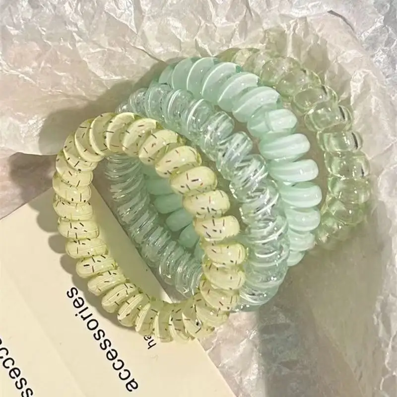 20/40pcs Spiral Hair Ties Telephone Line Hair Ropes Multicolor Elastic Ponytail Holder Strong Hold Waterproof Hairstyling Access