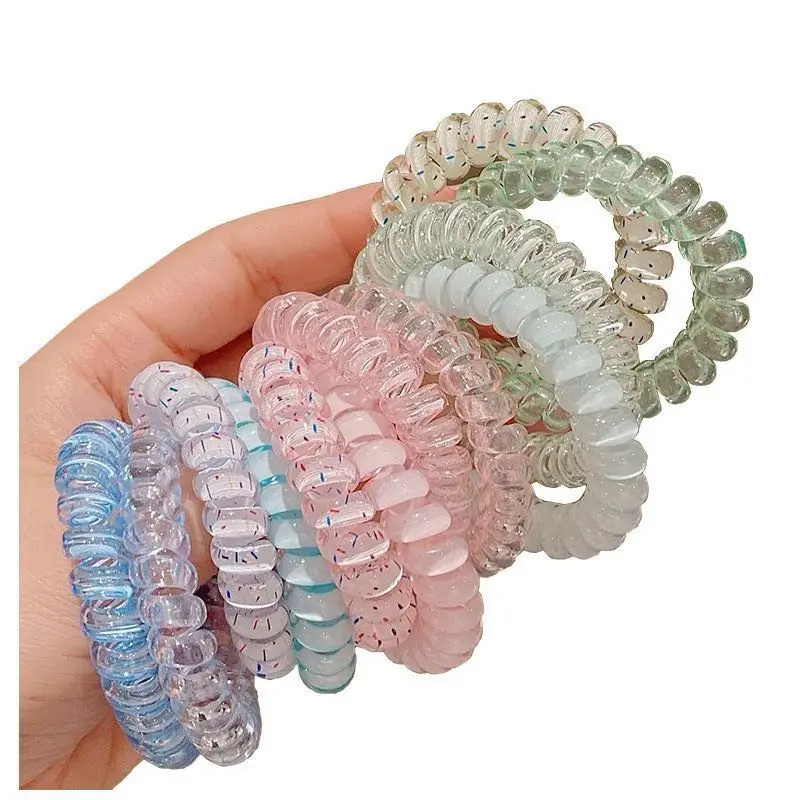 20/40pcs Spiral Hair Ties Telephone Line Hair Ropes Multicolor Elastic Ponytail Holder Strong Hold Waterproof Hairstyling Access