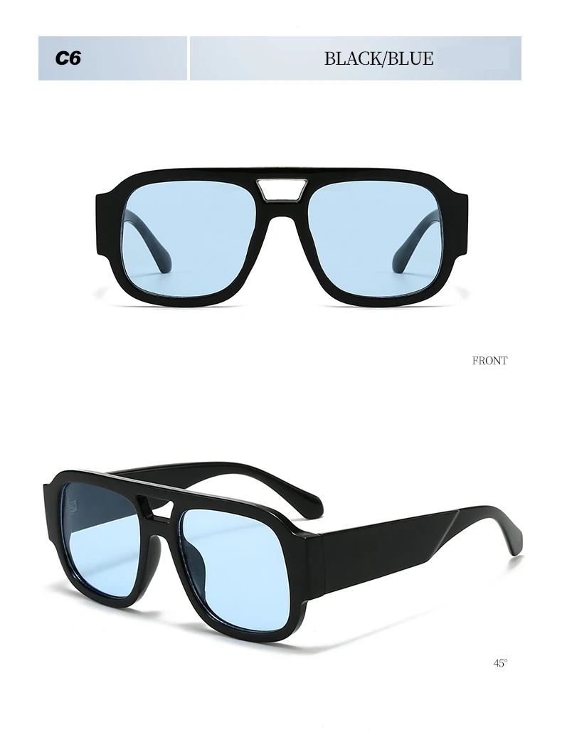 Protective Glasses 1/4 Sets Large Frame Double Bridges Square Sun Glasses Women Candy Color Men Eyeglasses Outdoor Sports Shades