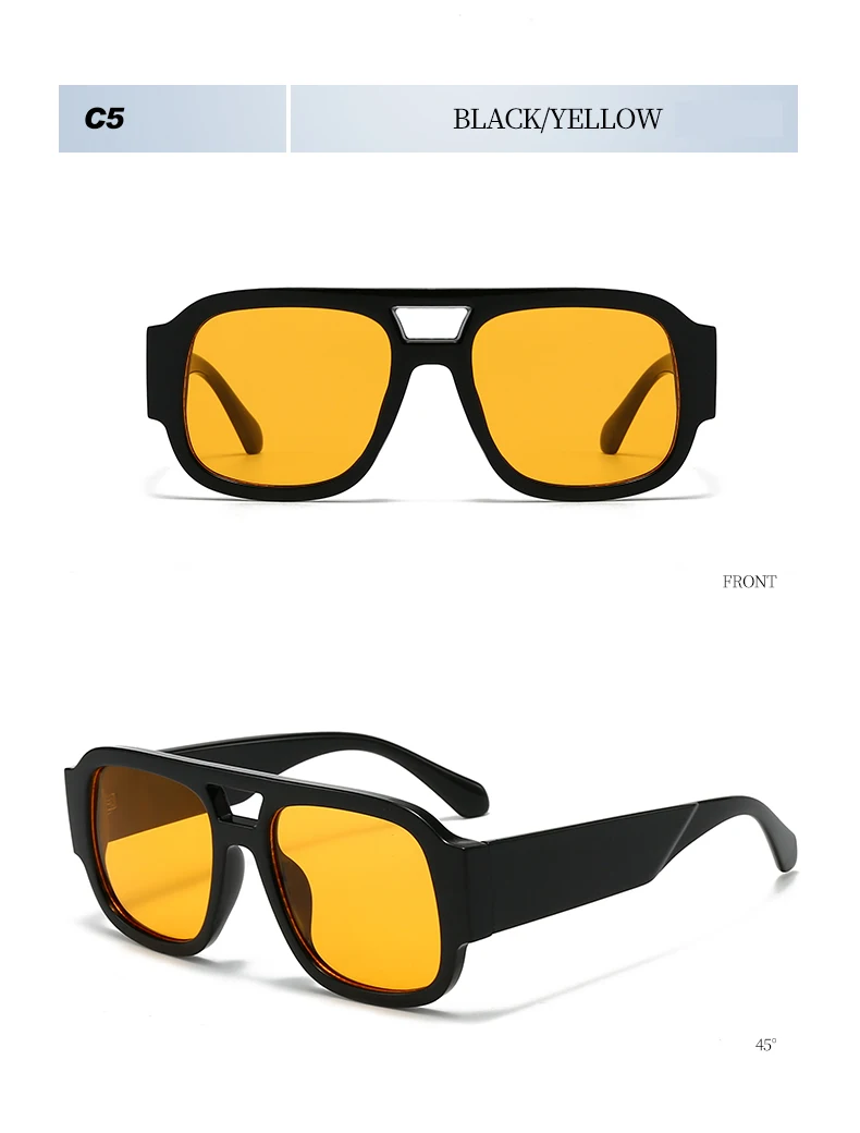 Protective Glasses 1/4 Sets Large Frame Double Bridges Square Sun Glasses Women Candy Color Men Eyeglasses Outdoor Sports Shades