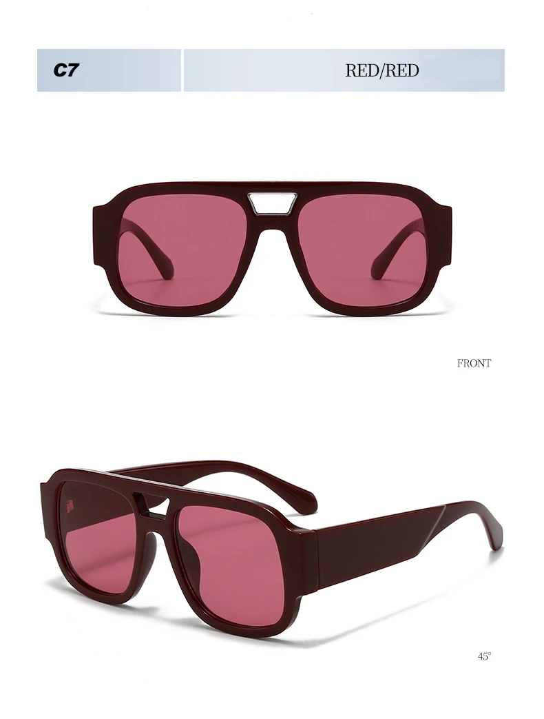 Protective Glasses 1/4 Sets Large Frame Double Bridges Square Sun Glasses Women Candy Color Men Eyeglasses Outdoor Sports Shades