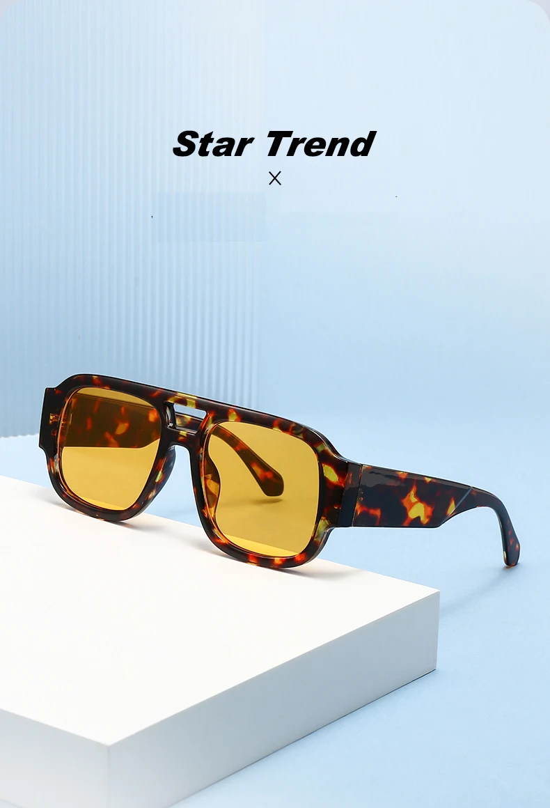 Protective Glasses 1/4 Sets Large Frame Double Bridges Square Sun Glasses Women Candy Color Men Eyeglasses Outdoor Sports Shades