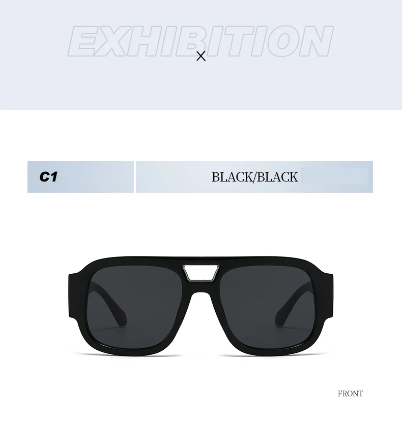 Protective Glasses 1/4 Sets Large Frame Double Bridges Square Sun Glasses Women Candy Color Men Eyeglasses Outdoor Sports Shades
