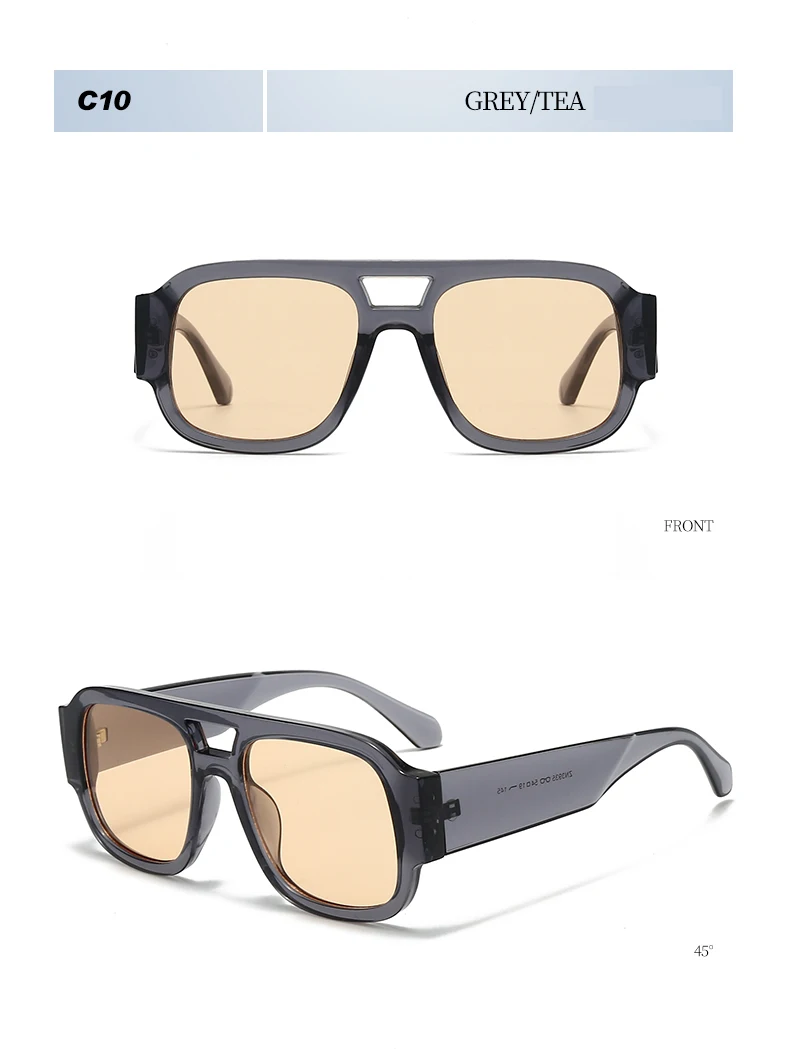 Protective Glasses 1/4 Sets Large Frame Double Bridges Square Sun Glasses Women Candy Color Men Eyeglasses Outdoor Sports Shades