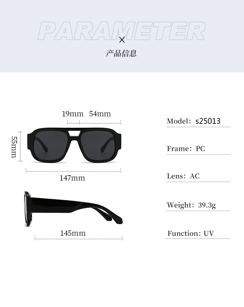 Protective Glasses 1/4 Sets Large Frame Double Bridges Square Sun Glasses Women Candy Color Men Eyeglasses Outdoor Sports Shades