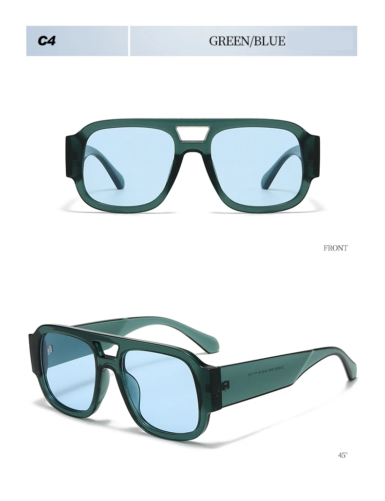 Protective Glasses 1/4 Sets Large Frame Double Bridges Square Sun Glasses Women Candy Color Men Eyeglasses Outdoor Sports Shades