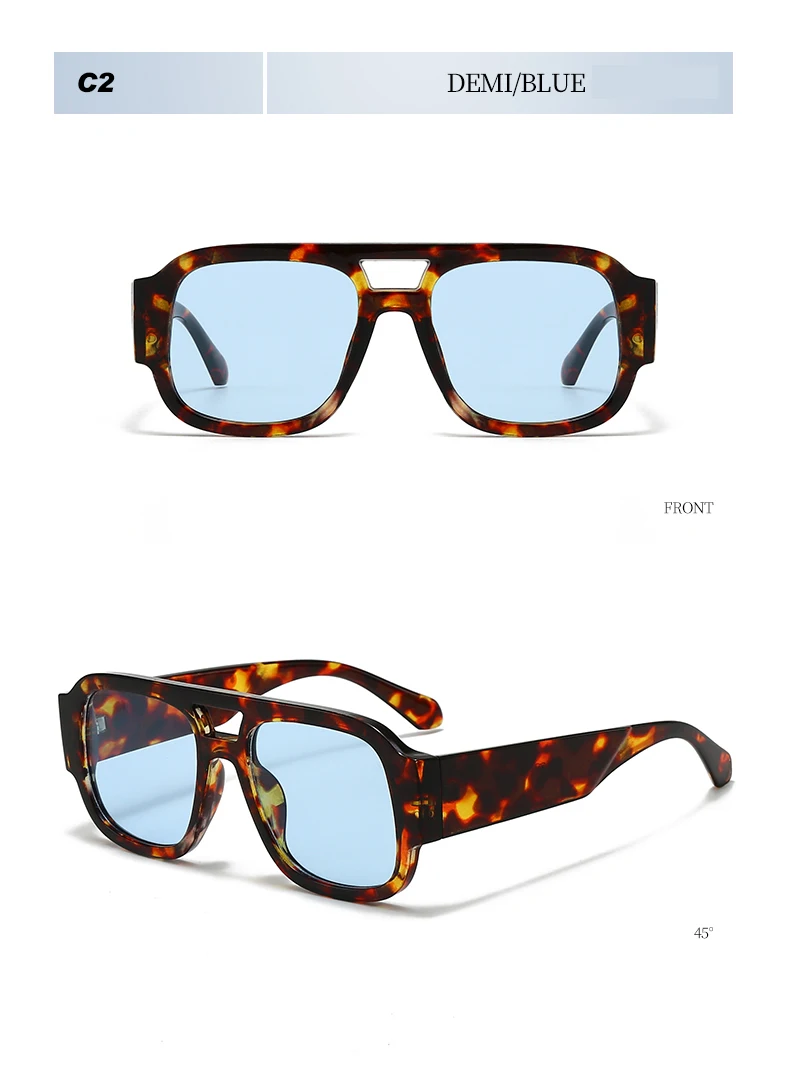 Protective Glasses 1/4 Sets Large Frame Double Bridges Square Sun Glasses Women Candy Color Men Eyeglasses Outdoor Sports Shades