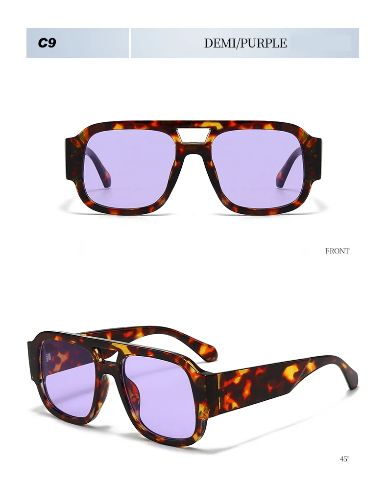 Protective Glasses 1/4 Sets Large Frame Double Bridges Square Sun Glasses Women Candy Color Men Eyeglasses Outdoor Sports Shades